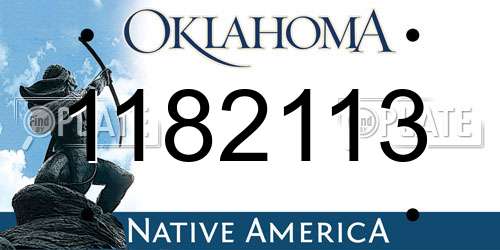 1182113 Oklahoma License Plate