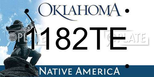 1182TE Oklahoma License Plate