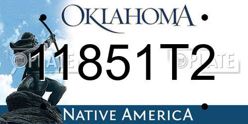 11851T2 Oklahoma License Plate