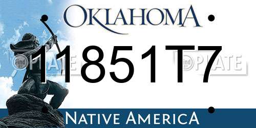 11851T7 Oklahoma License Plate