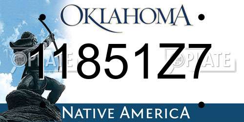 11851Z7 Oklahoma License Plate