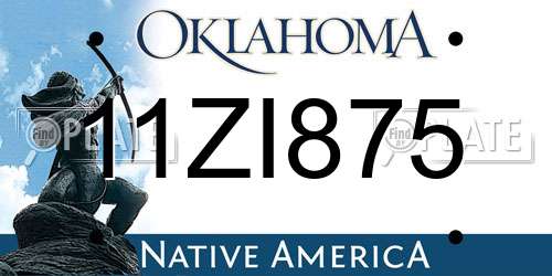 11ZI875 Oklahoma License Plate