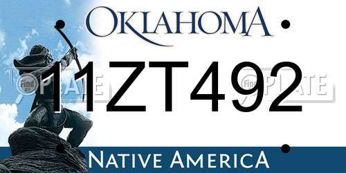 11ZT492 Oklahoma License Plate