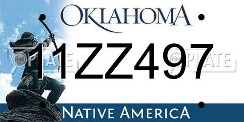 11ZZ497 Oklahoma License Plate
