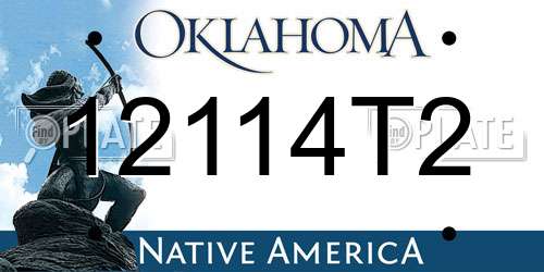12114T2 Oklahoma License Plate