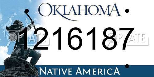 1216187 Oklahoma License Plate