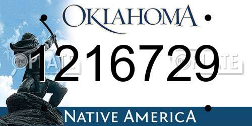 1216729 Oklahoma License Plate
