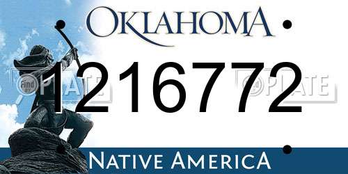 1216772 Oklahoma License Plate