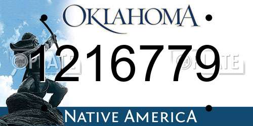 1216779 Oklahoma License Plate