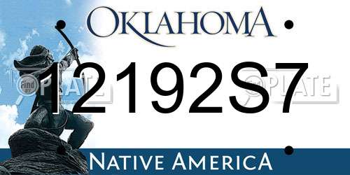12192S7 Oklahoma License Plate
