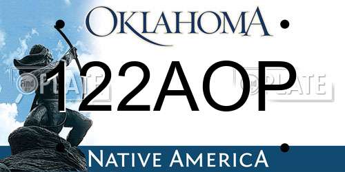 122AOP Oklahoma License Plate