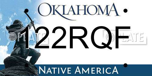 122RQF Oklahoma License Plate