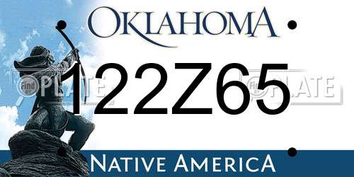 122Z65 Oklahoma License Plate