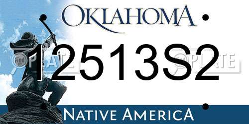 12513S2 Oklahoma License Plate