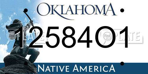 12584O1 Oklahoma License Plate
