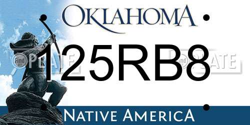 125RB8 Oklahoma License Plate