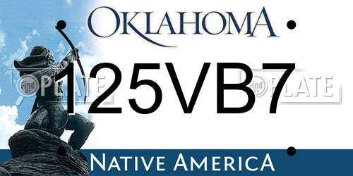 125VB7 Oklahoma License Plate