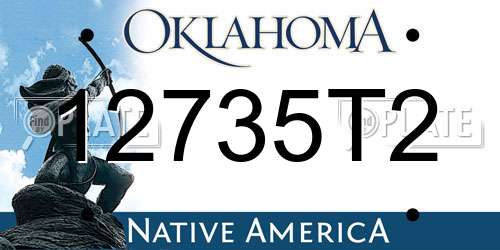 12735T2 Oklahoma License Plate