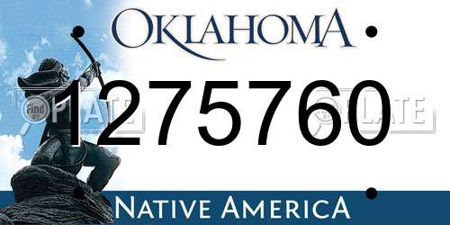 1275760 Oklahoma License Plate