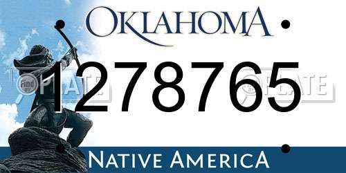 1278765 Oklahoma License Plate