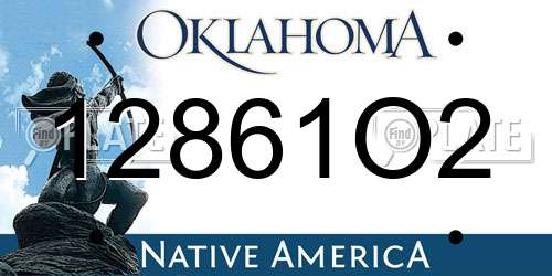 12861O2 Oklahoma License Plate