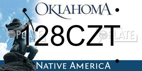 128CZT Oklahoma License Plate