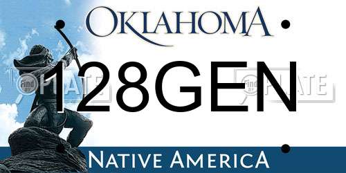 128GEN Oklahoma License Plate