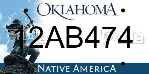 12AB474 Oklahoma License Plate