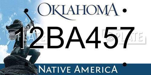 12BA457 Oklahoma License Plate