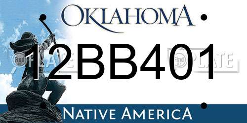 12BB401 Oklahoma License Plate