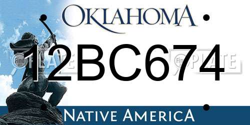 12BC674 Oklahoma License Plate
