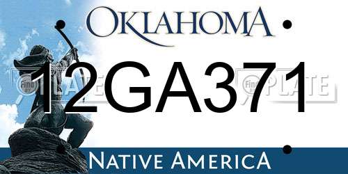 12GA371 Oklahoma License Plate