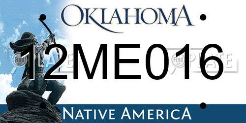 12ME016 Oklahoma License Plate