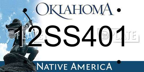 12SS401 Oklahoma License Plate