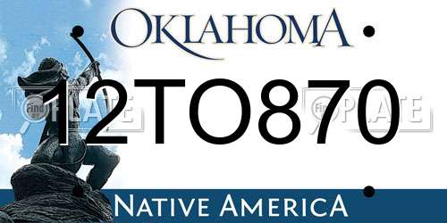 12TO870 Oklahoma License Plate