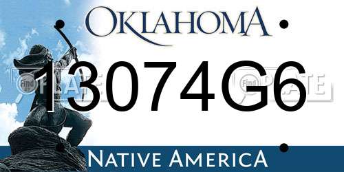 13074G6 Oklahoma License Plate