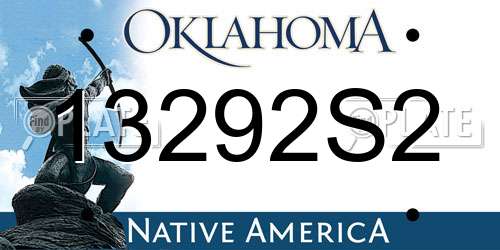 13292S2 Oklahoma License Plate