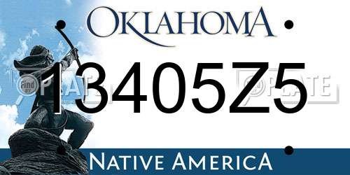 13405Z5 Oklahoma License Plate