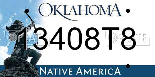 13408T8 Oklahoma License Plate