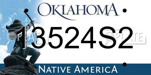 13524S2 Oklahoma License Plate