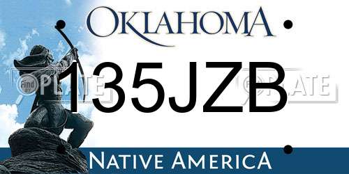 135JZB Oklahoma License Plate