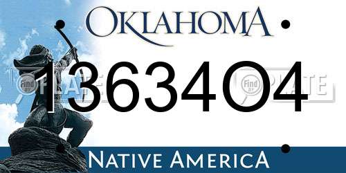 13634O4 Oklahoma License Plate