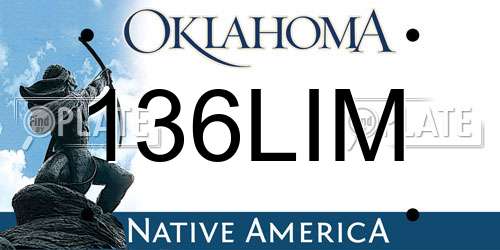 136LIM Oklahoma License Plate