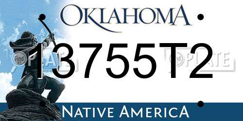 13755T2 Oklahoma License Plate
