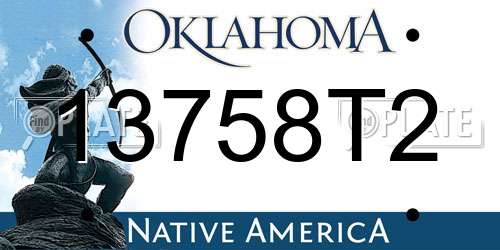 13758T2 Oklahoma License Plate