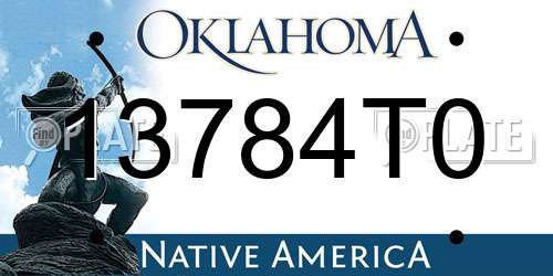 13784T0 Oklahoma License Plate