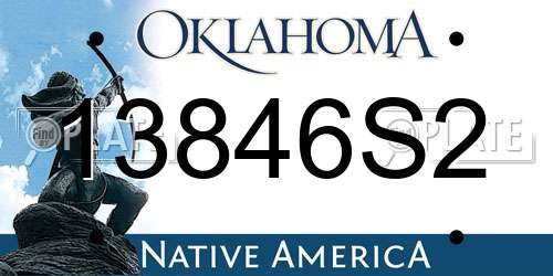 13846S2 Oklahoma License Plate