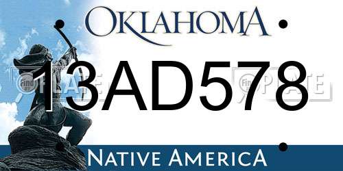 13AD578 Oklahoma License Plate