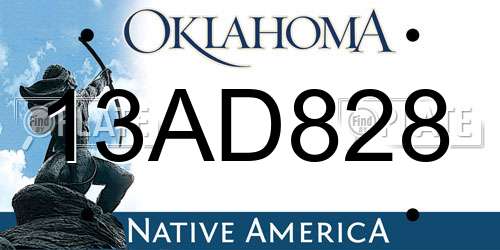 13AD828 Oklahoma License Plate