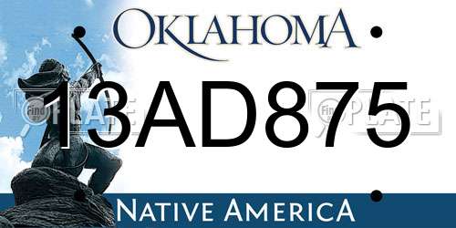 13AD875 Oklahoma License Plate